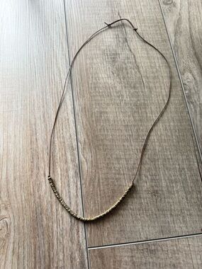 Delicate Gold Beaded Cord Necklace - Women's Jewelry- Adjustable length